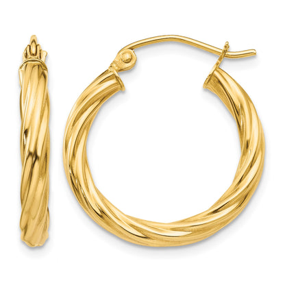 14k Polished 2.75mm Twisted Hoop Earrings
