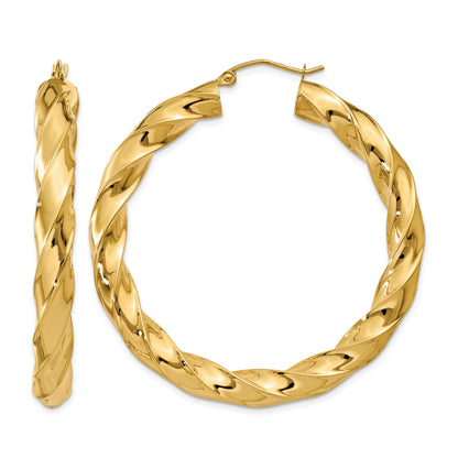 14k Polished 5.0mm Twisted Hoop Earrings