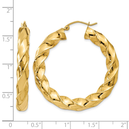 14k Polished 5.0mm Twisted Hoop Earrings