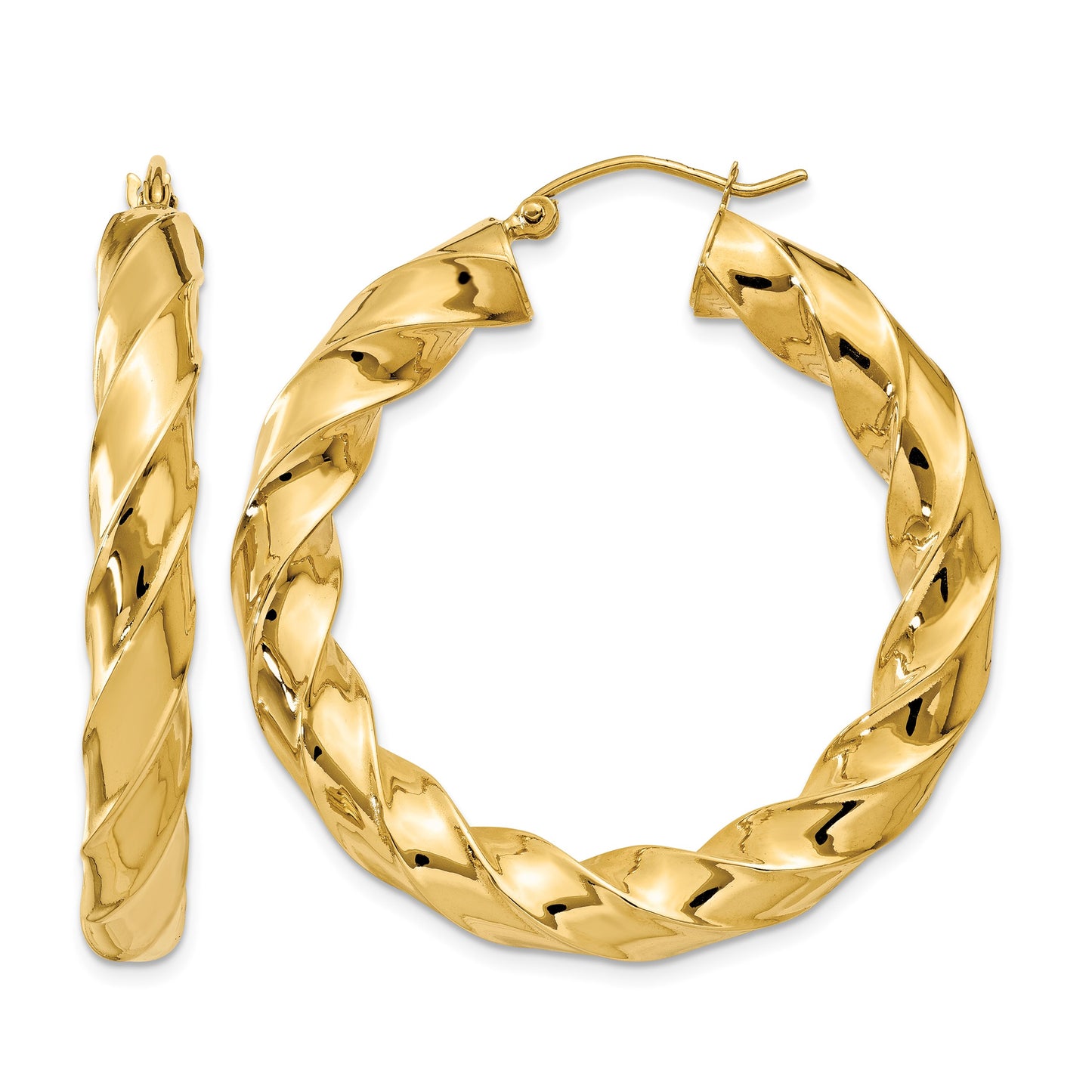 14k Polished 5.0mm Twisted Hoop Earrings