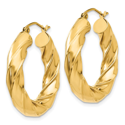 14k Polished 5.0mm Twisted Hoop Earrings