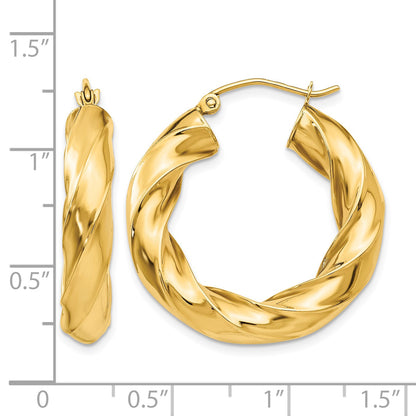 14k Polished 5.0mm Twisted Hoop Earrings