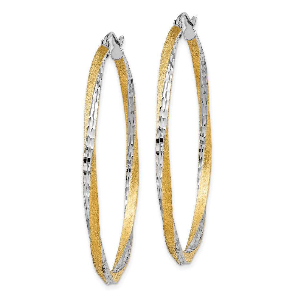 14k & Rhodium Diamond-cut 2.5mm Twisted Hoop Earrings