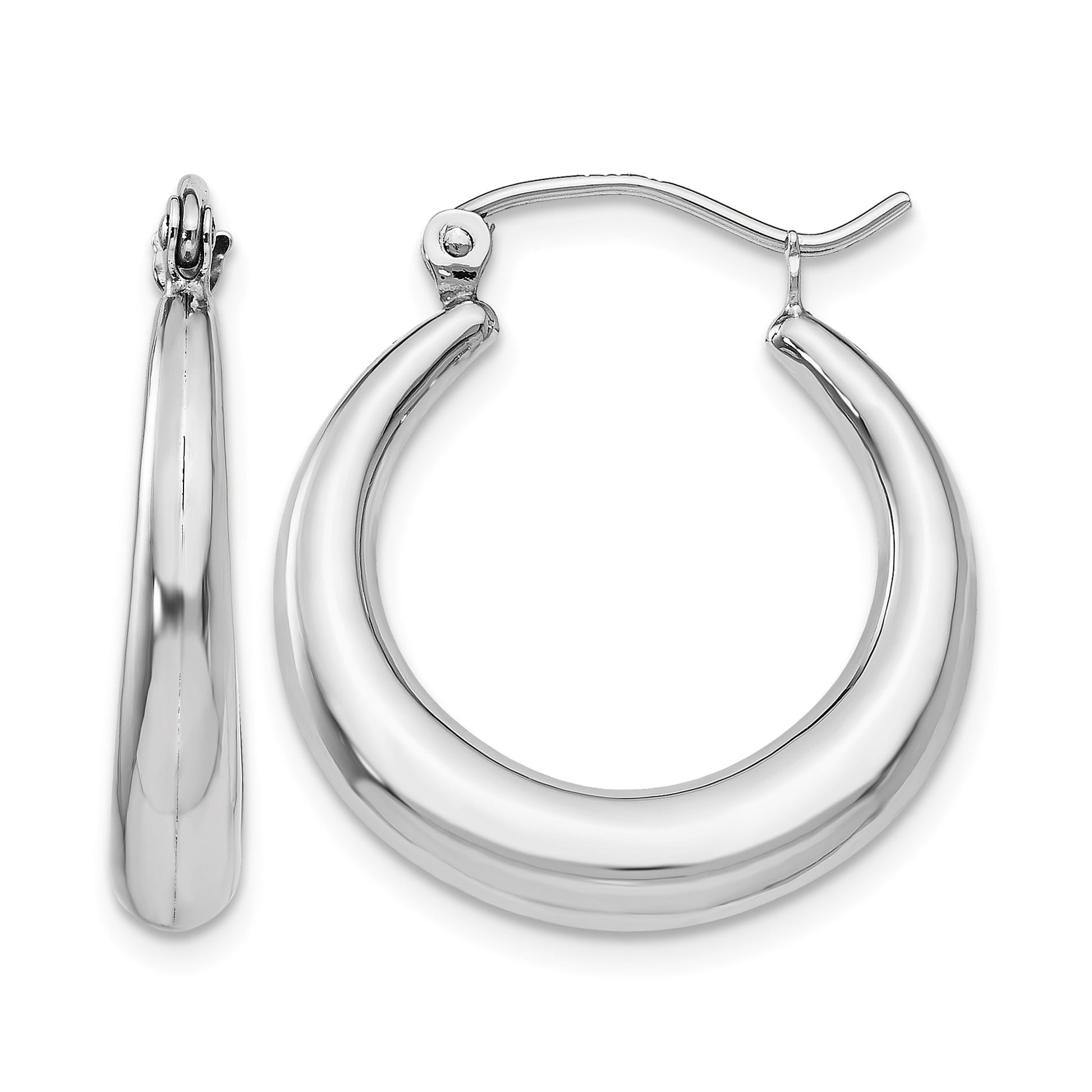 14k White Gold Polished Hoop Earrings