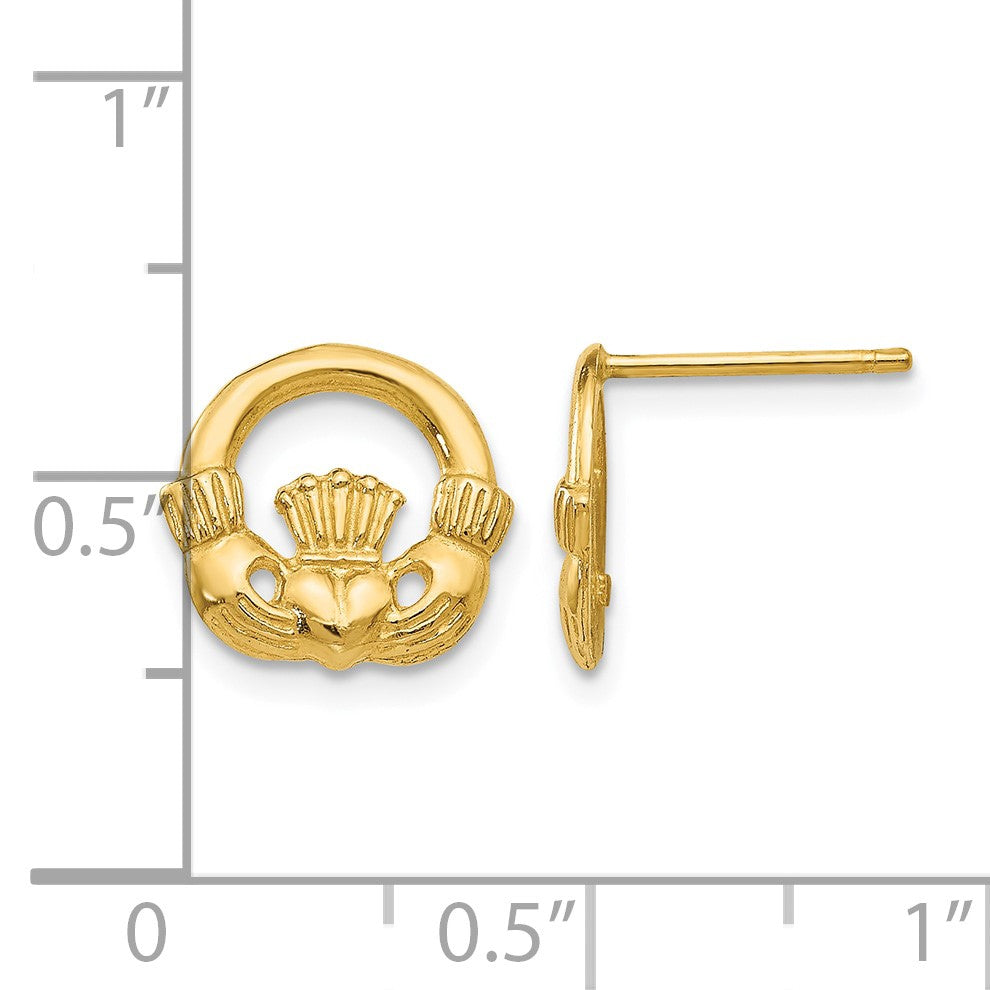 14k Claddagh Post Earrings
