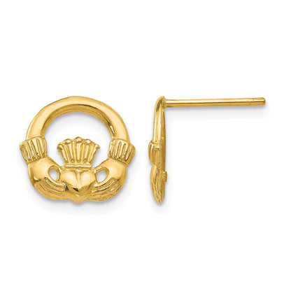 14k Claddagh Post Earrings