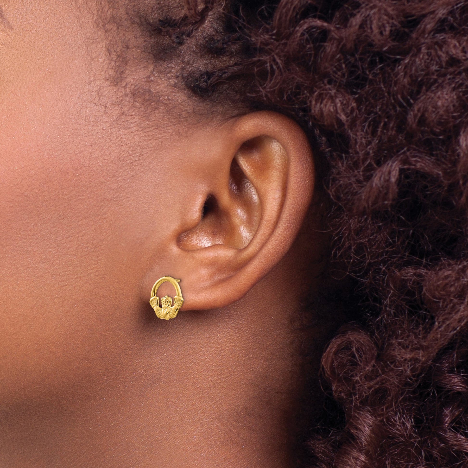 14k Claddagh Post Earrings