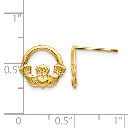 14k Claddagh Post Earrings