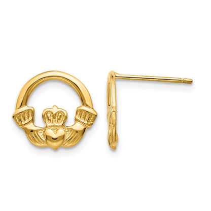 14k Claddagh Post Earrings