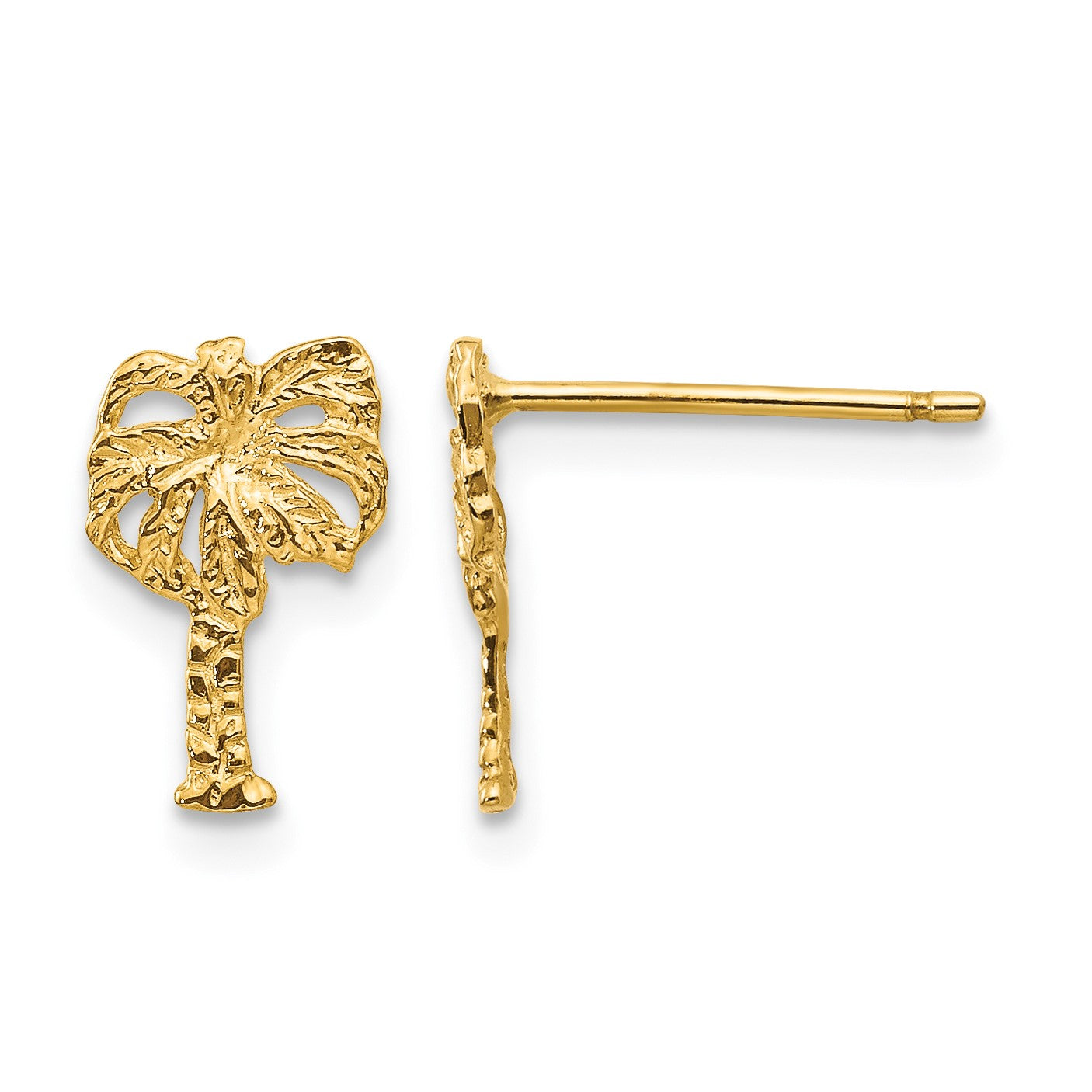 14k Polished Palm Tree Post Earrings