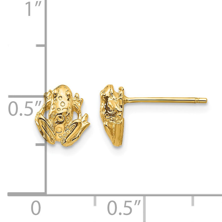 14k Mini Frog Post Earrings