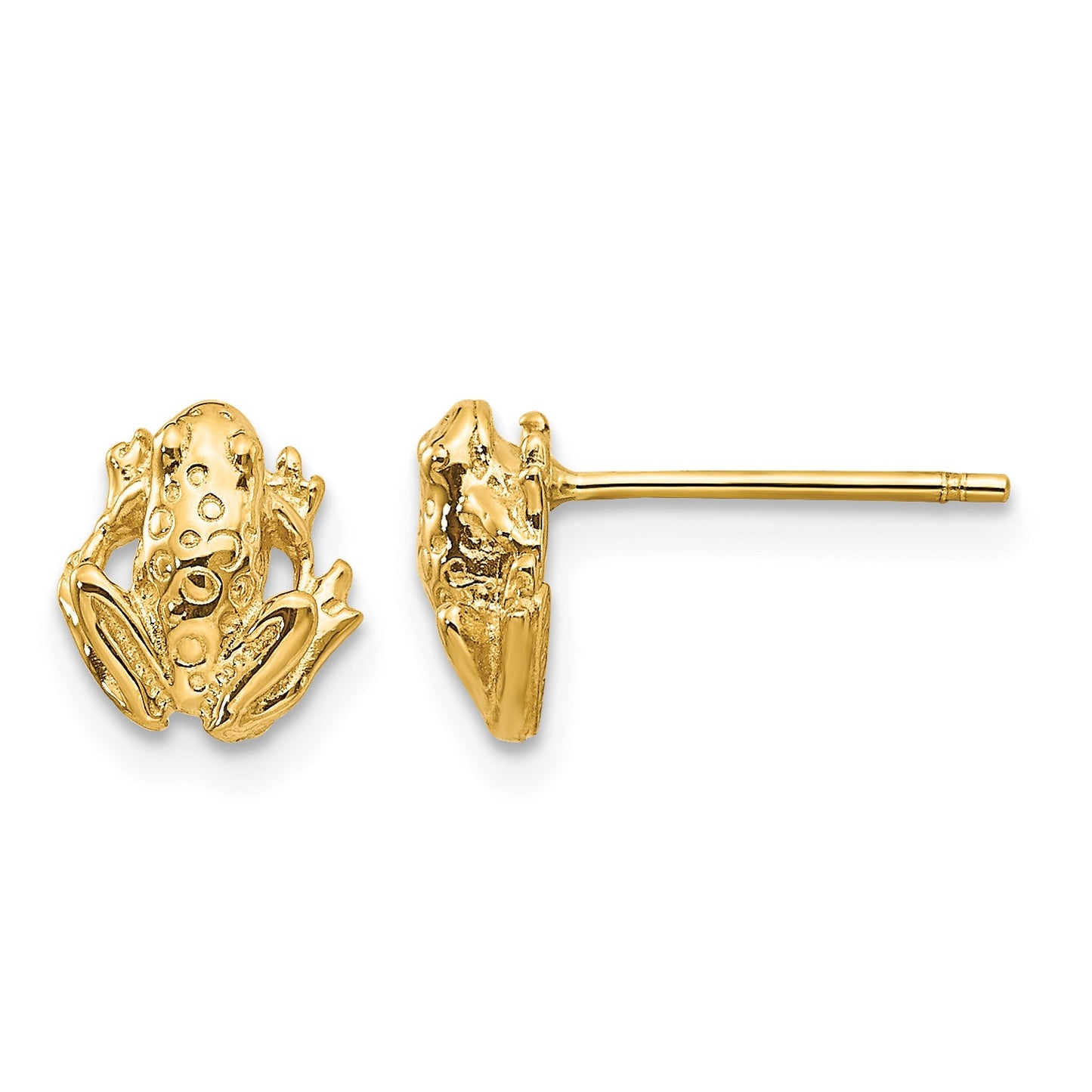 14k Mini Frog Post Earrings