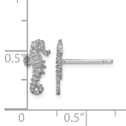 14K White Gold Mini Seahorse Post Earrings