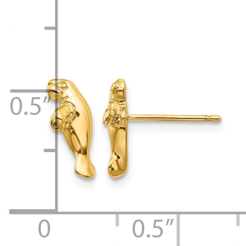 14k Mini Manatee Post Earrings