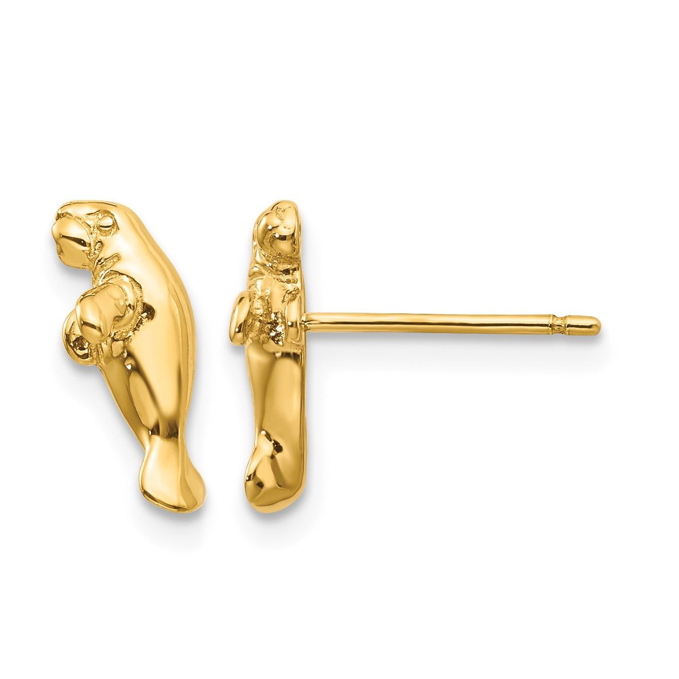 14k Mini Manatee Post Earrings