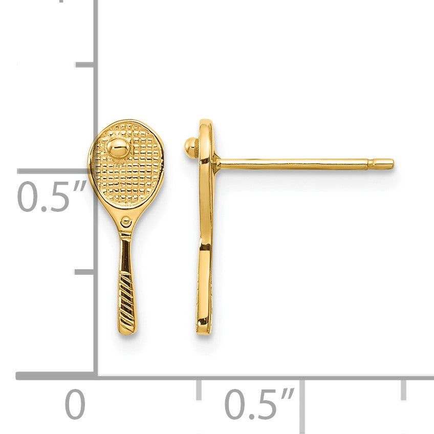 14k Mini Tennis Racquet with Ball Post Earrings