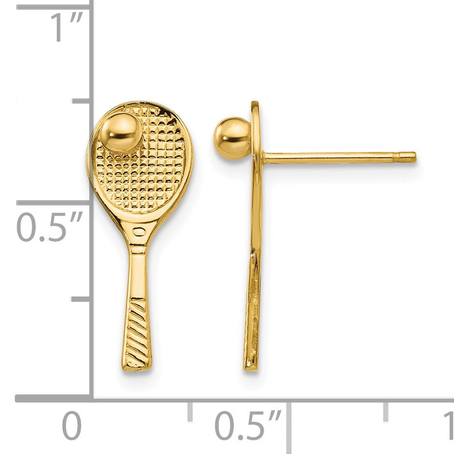 14k Tennis Racquet with Ball Post Earrings