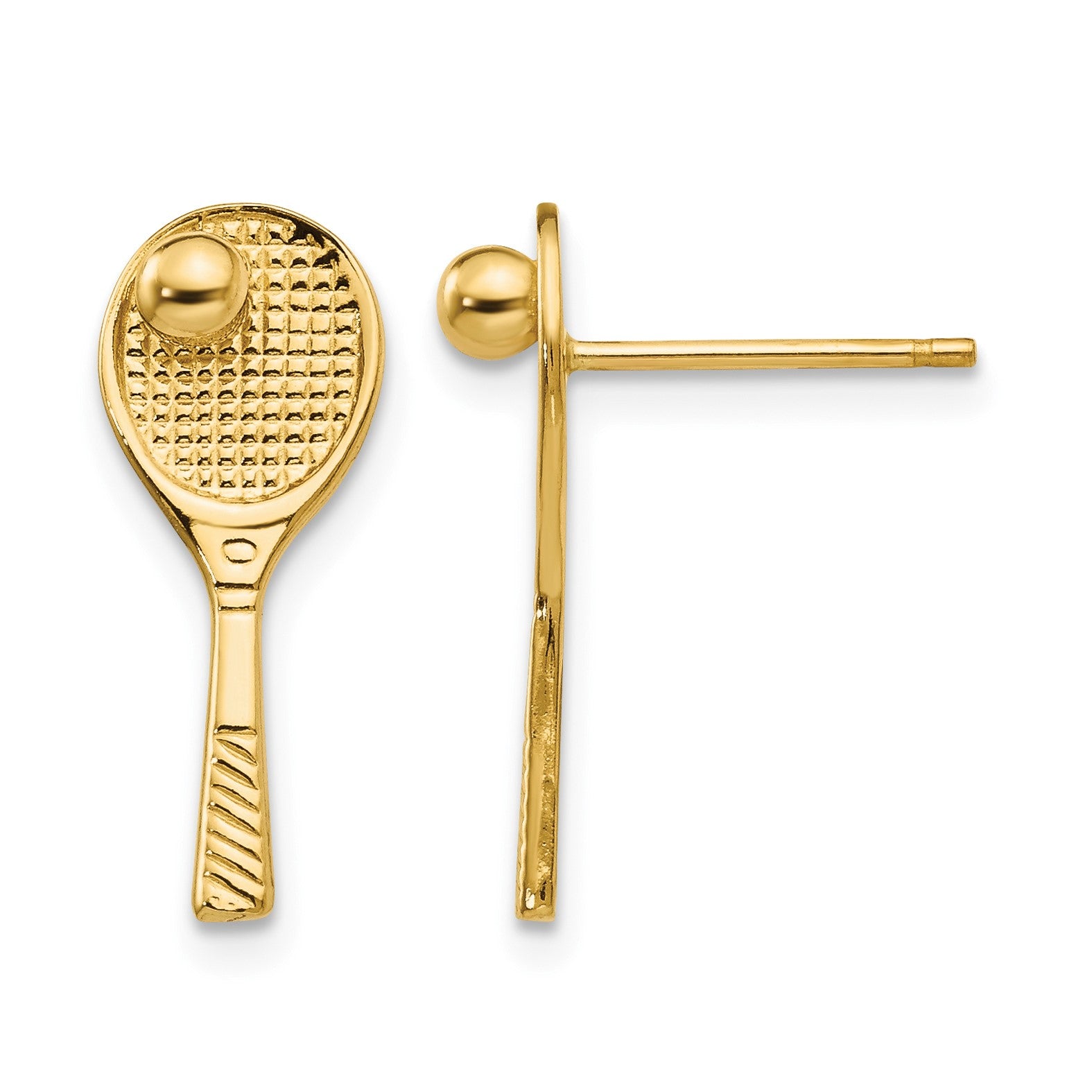 14k Tennis Racquet with Ball Post Earrings