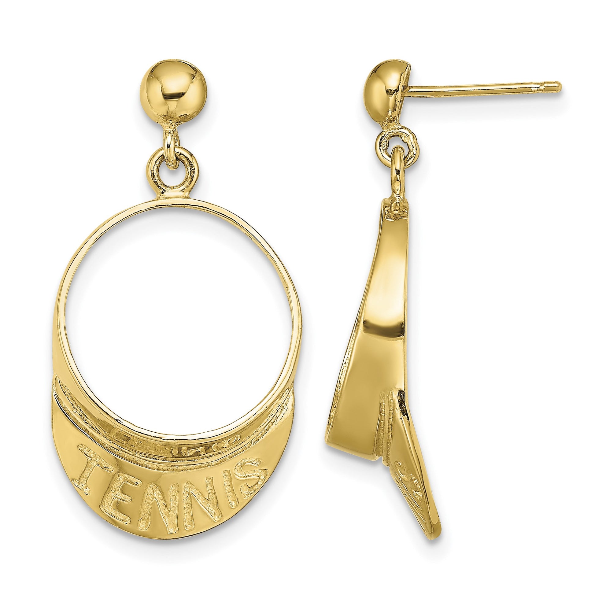 14k 3-D Tennis Visor Dangle Post Earrings