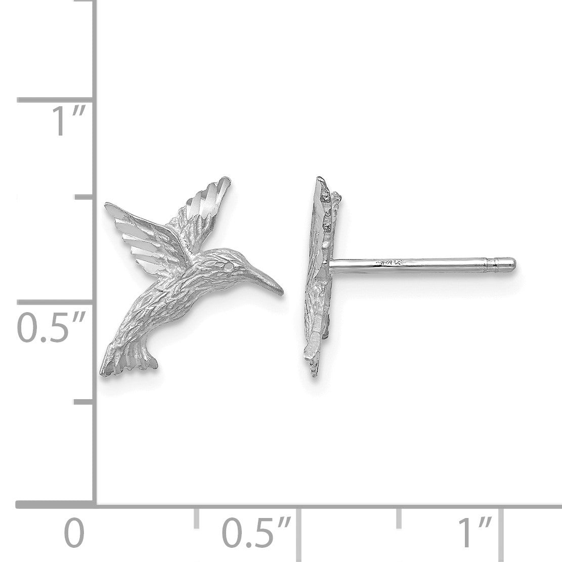 14k White Gold Hummingbird Earrings