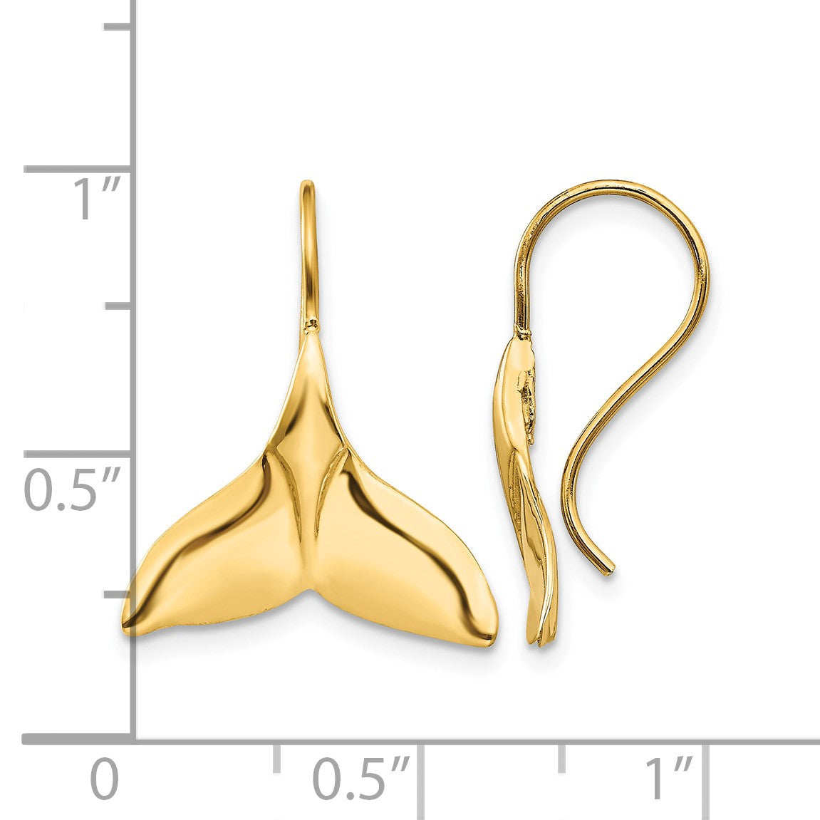 14k Polished Whale Tail French Hook Earrings