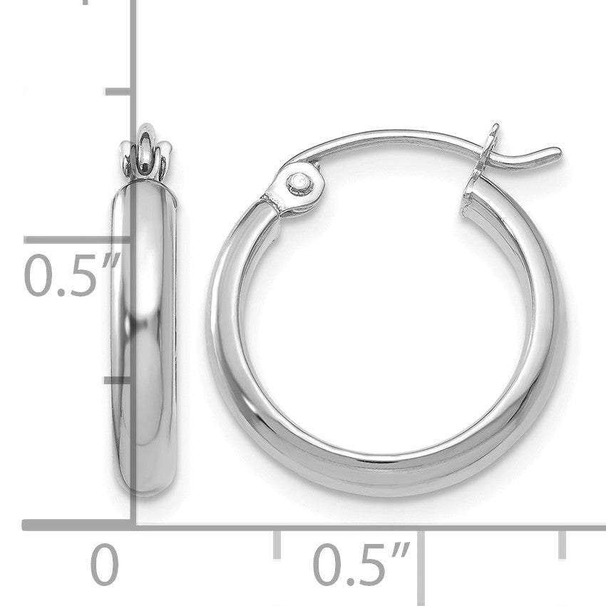 14k White Gold 2.75x16mm Polished Tube Hoop Earrings