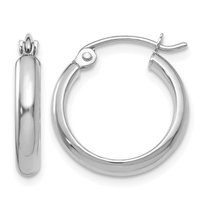 14k White Gold 2.75x16mm Polished Tube Hoop Earrings