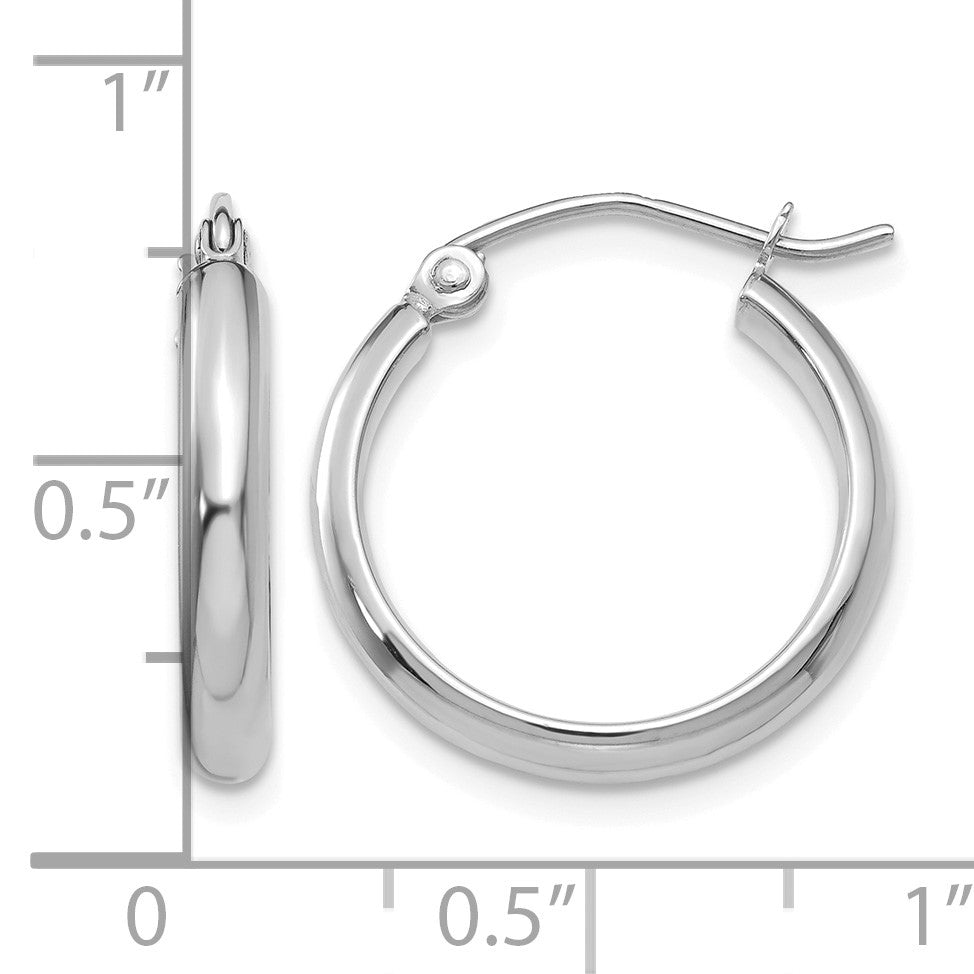 14k White Gold 2.75x18mm Polished Tube Hoop Earrings