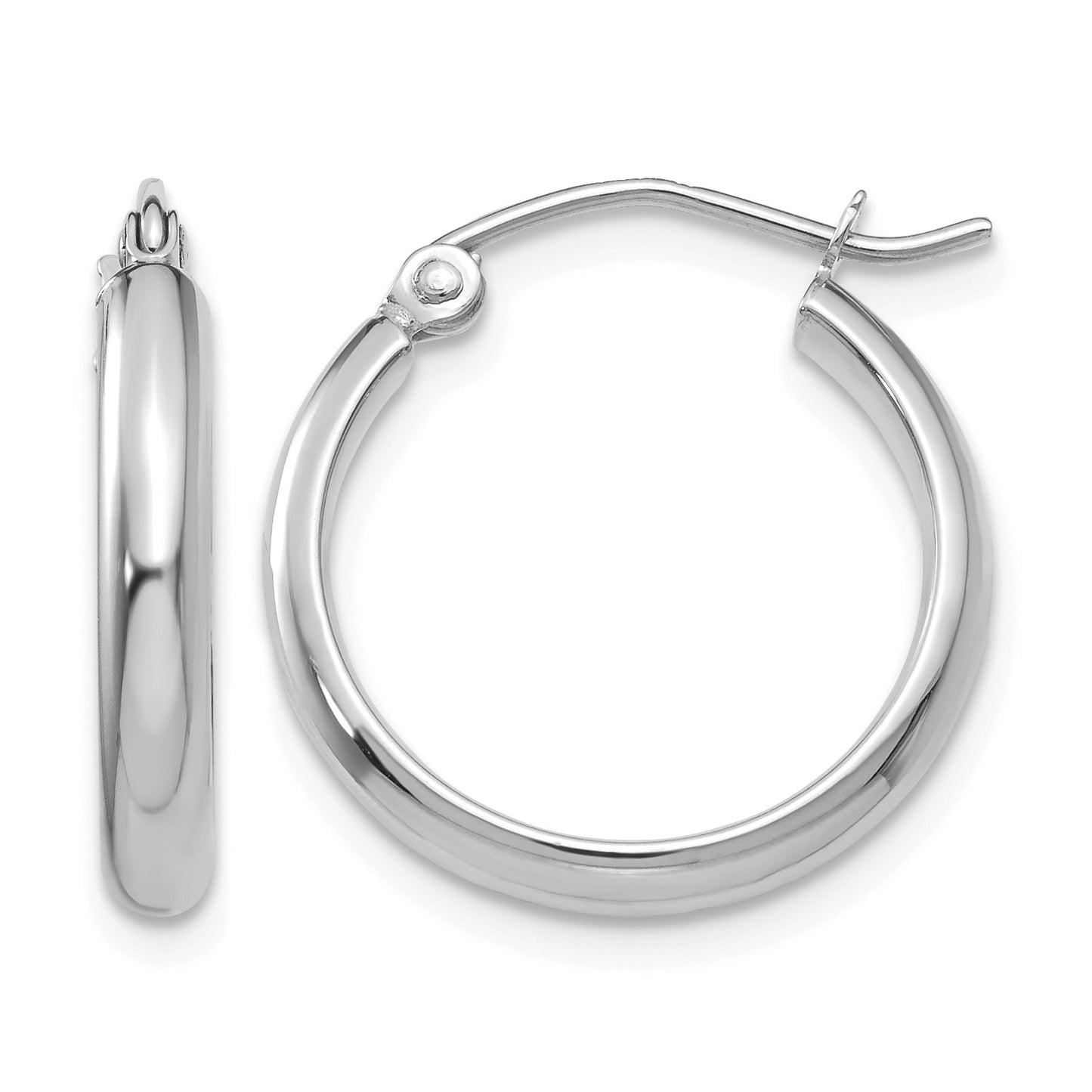 14k White Gold 2.75x18mm Polished Tube Hoop Earrings