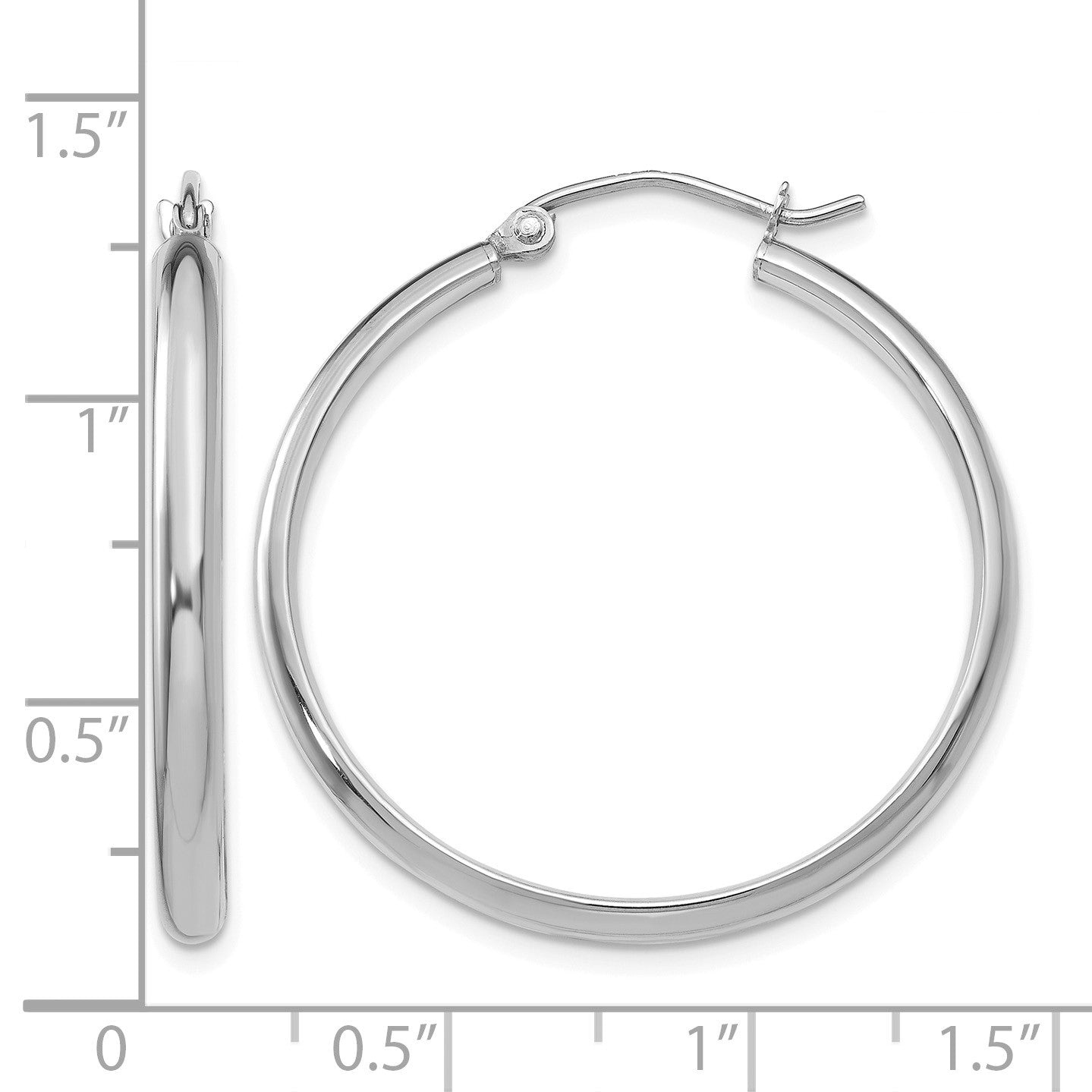 14k White Gold 2.75x30mm Polished Tube Hoop Earrings