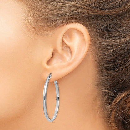 14k White Gold 2.75x40mm Polished Tube Hoop Earrings