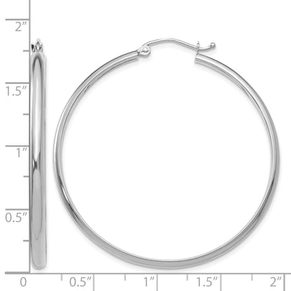 14k White Gold 2.75x40mm Polished Tube Hoop Earrings