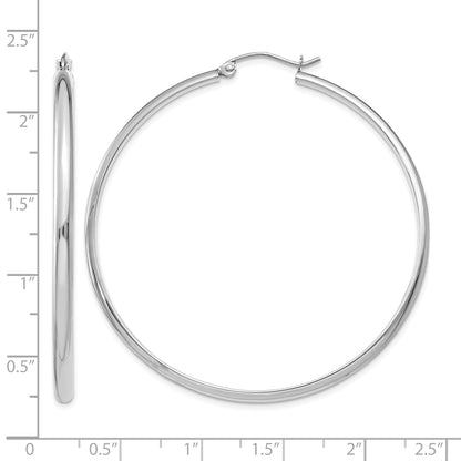 14k White Gold 2.75x50mm Polished Tube Hoop Earrings