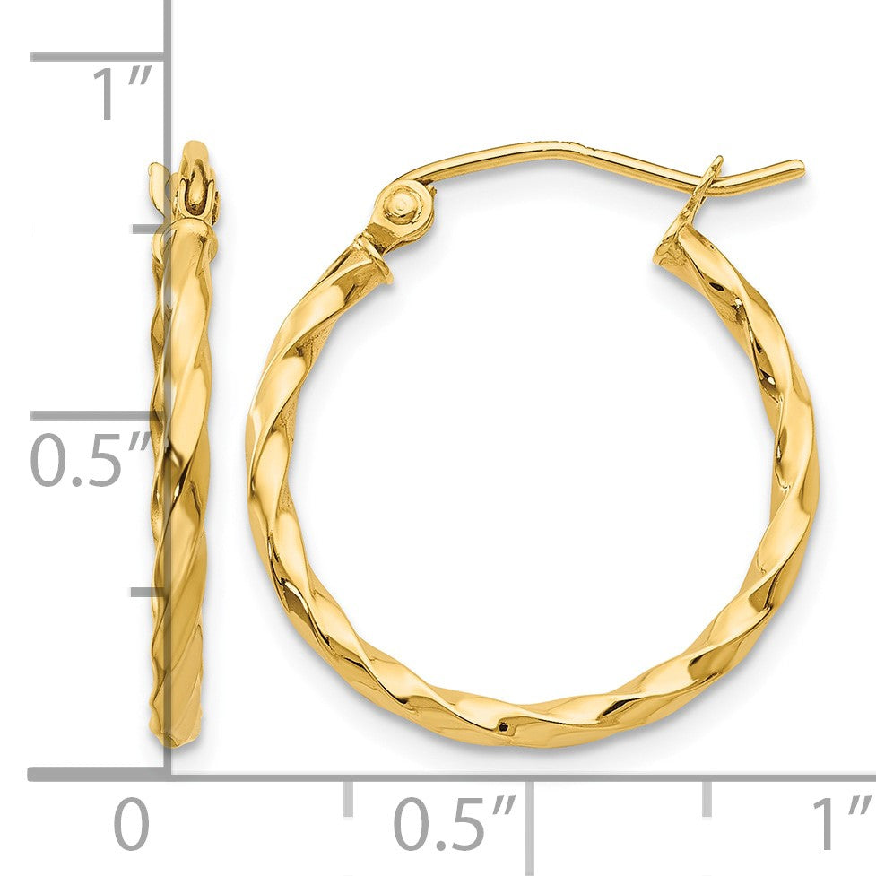 14k Twist Polished Hoop Earring