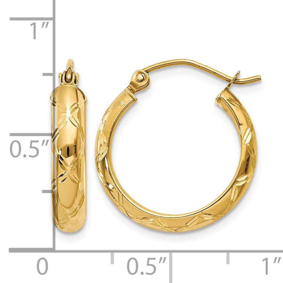 14k Diamond-cut Polished Hoop Earring