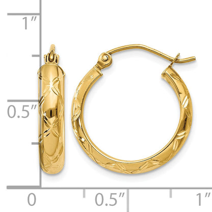 14k Diamond-cut Polished Hoop Earring