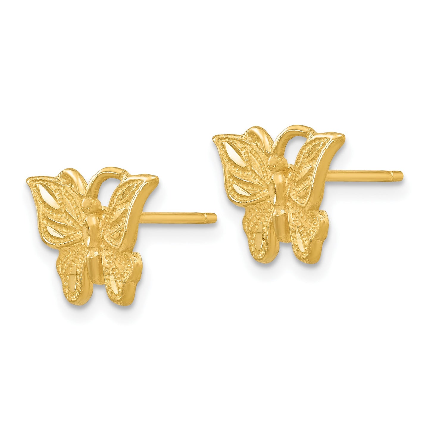 14K Diamond-cut Butterfly Post Earrings