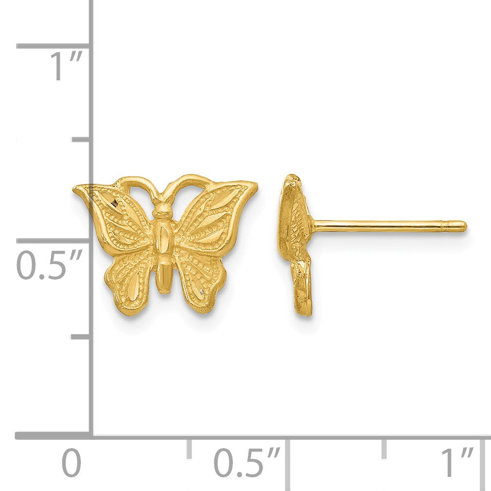 14K Diamond-cut Butterfly Post Earrings