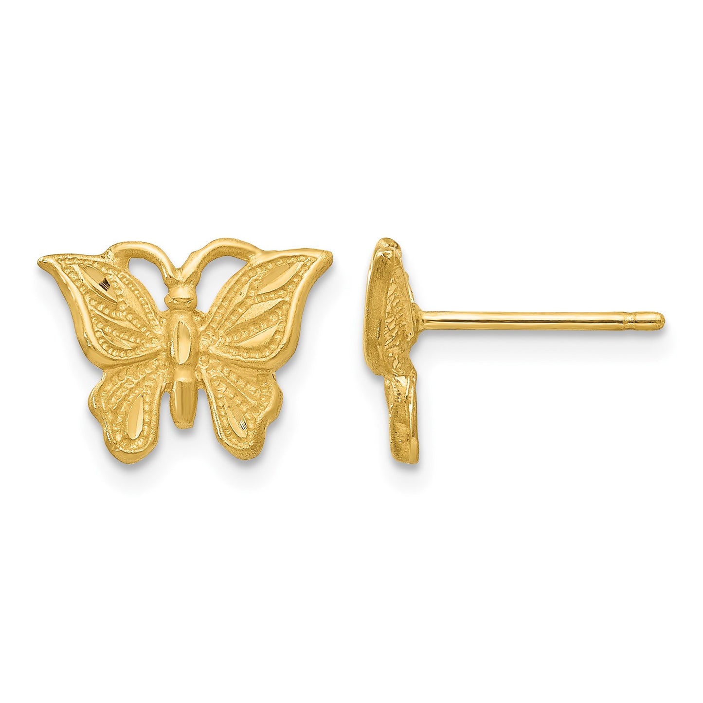 14K Diamond-cut Butterfly Post Earrings