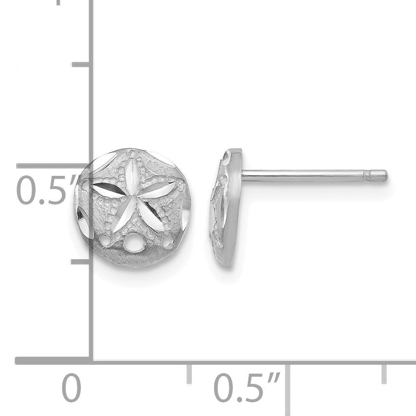 14k White Gold Diamond-cut Sand Dollar Earrings