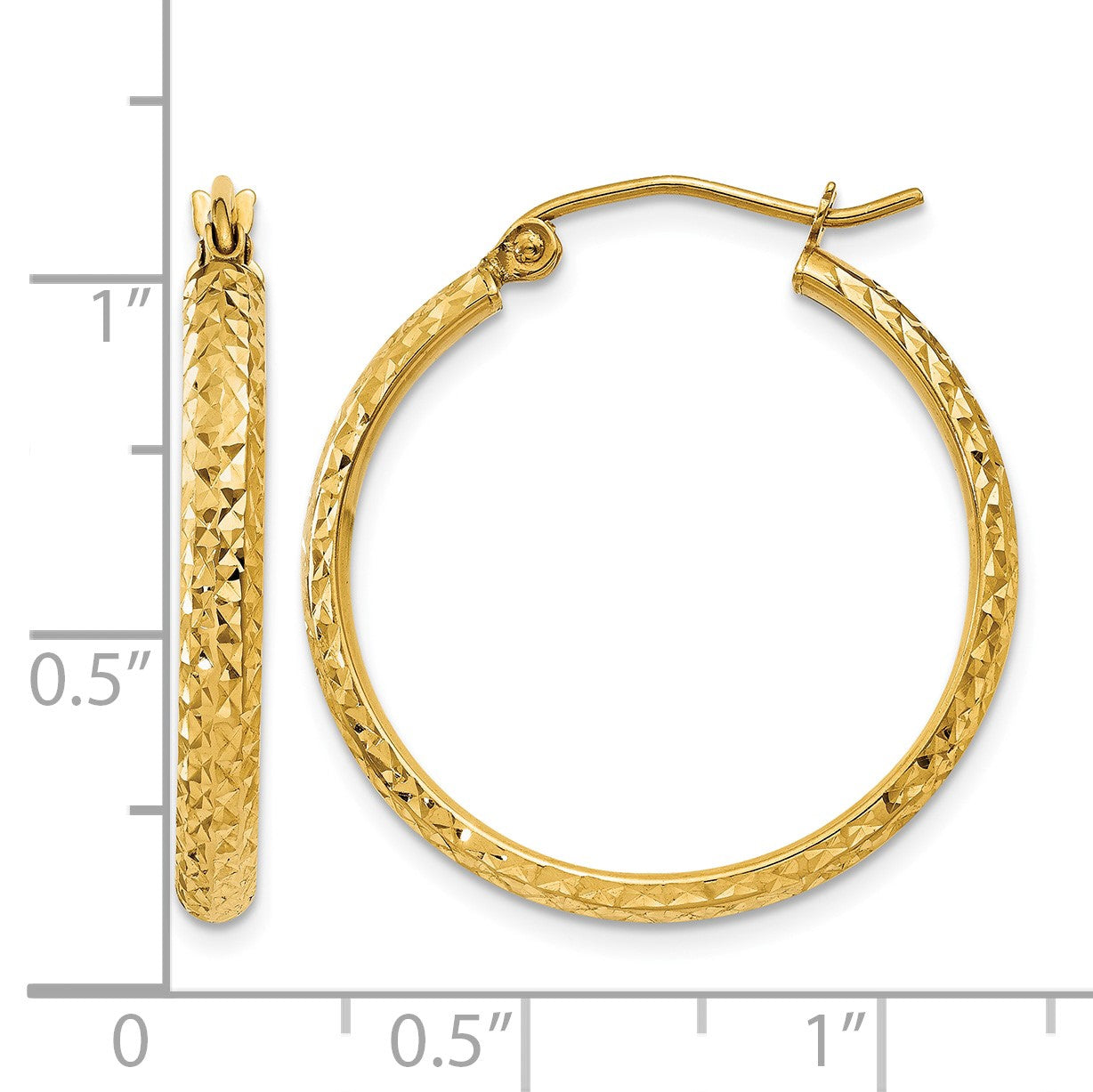 14K 2.8x25mm Diamond-cut Tube Hoop Earrings