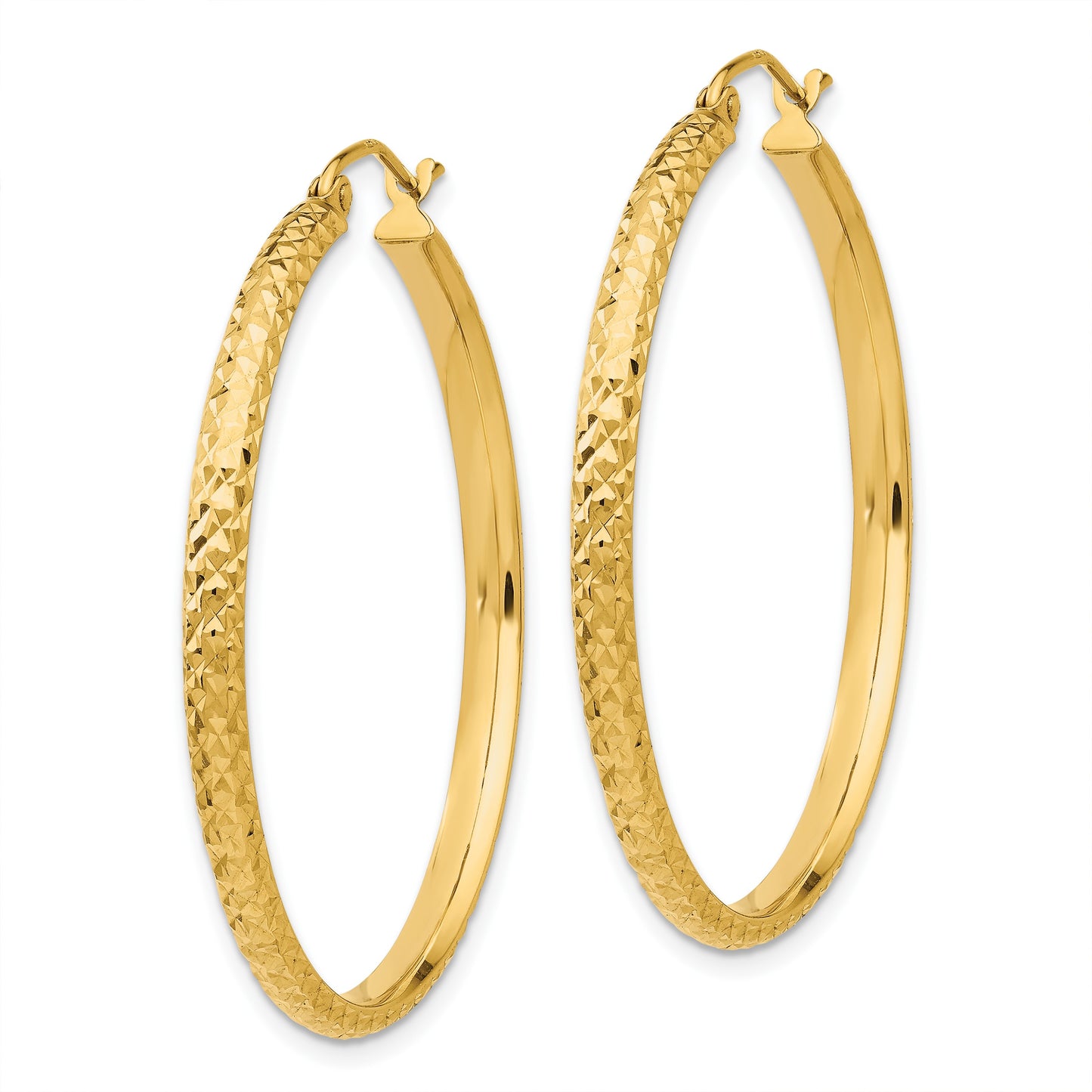 14K 2.8x37mm Diamond-cut Tube Hoop Earrings