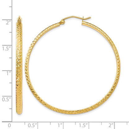 14K 2.8x46mm Diamond-cut Tube Hoop Earrings