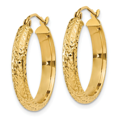14K 3.5x22mm Diamond-cut Tube Hoop Earrings