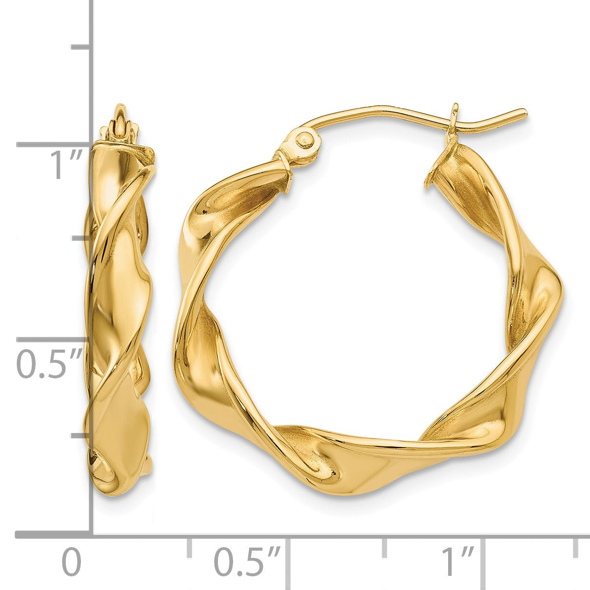 14k 4.00mm Twisted Hoop Earrings