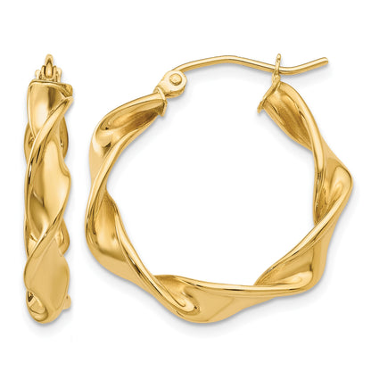 14k 4.00mm Twisted Hoop Earrings