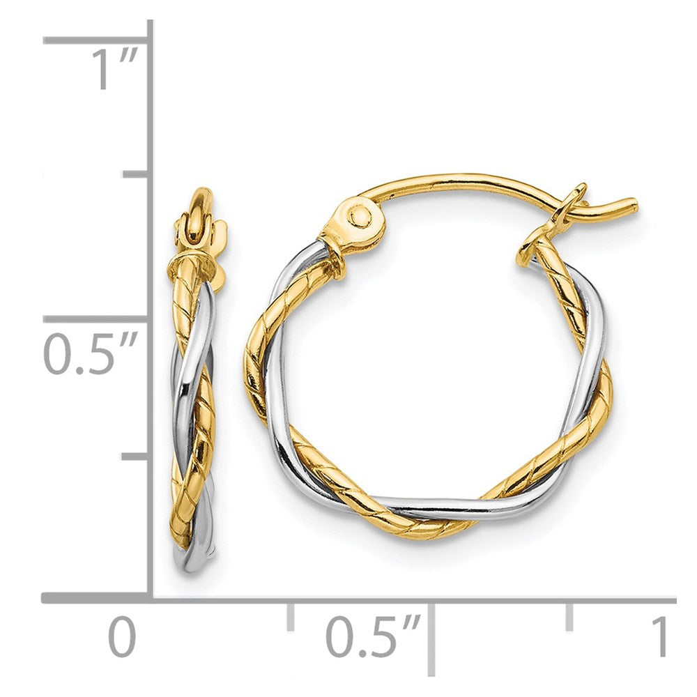 14k Two-tone Polished 1.8mm Twisted Hoop Earrings