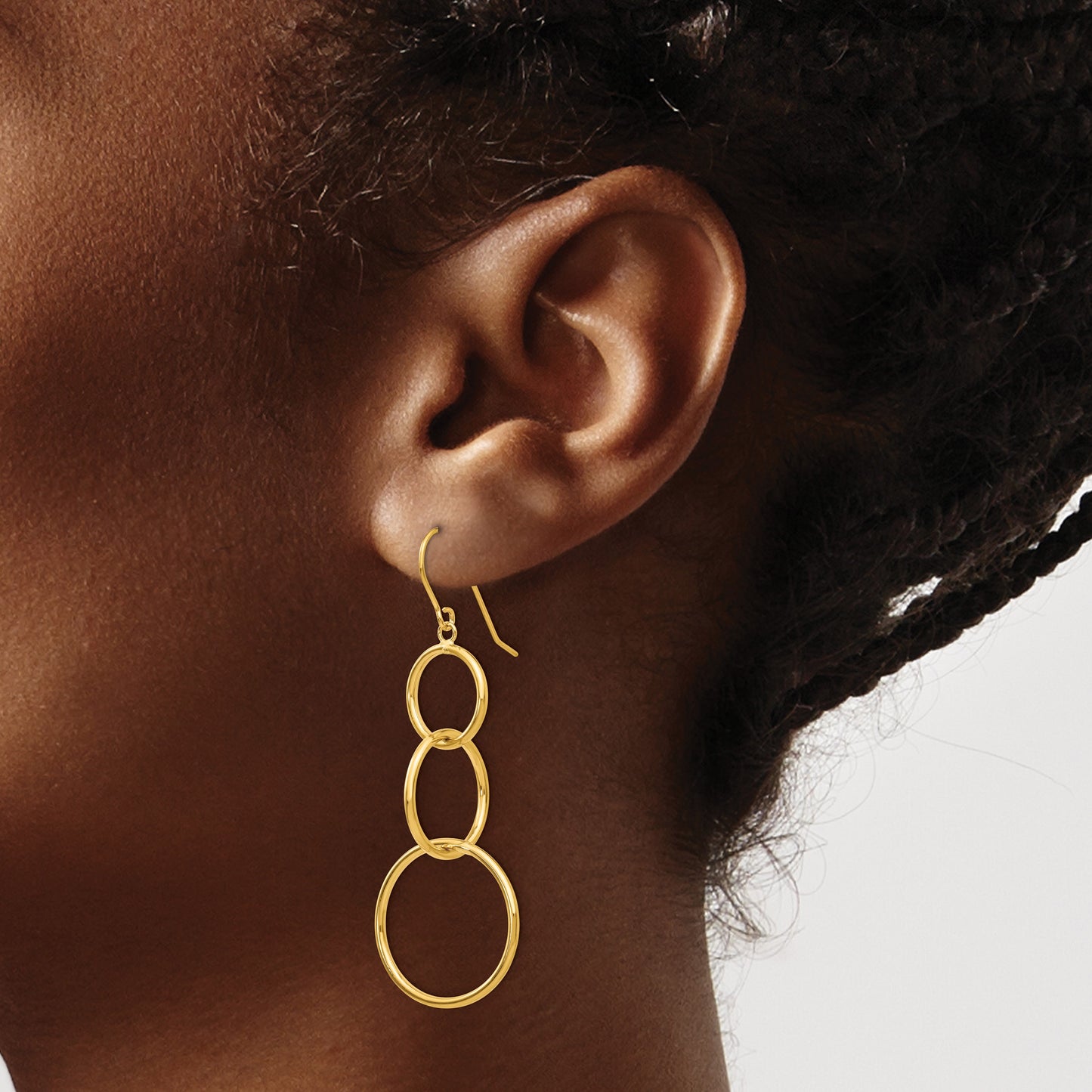 14k 3 Circle Dangle Wire Earrings
