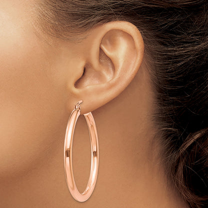 14k Rose Gold 2.5x30mm Polished Lightweight Tube Hoop Earrings