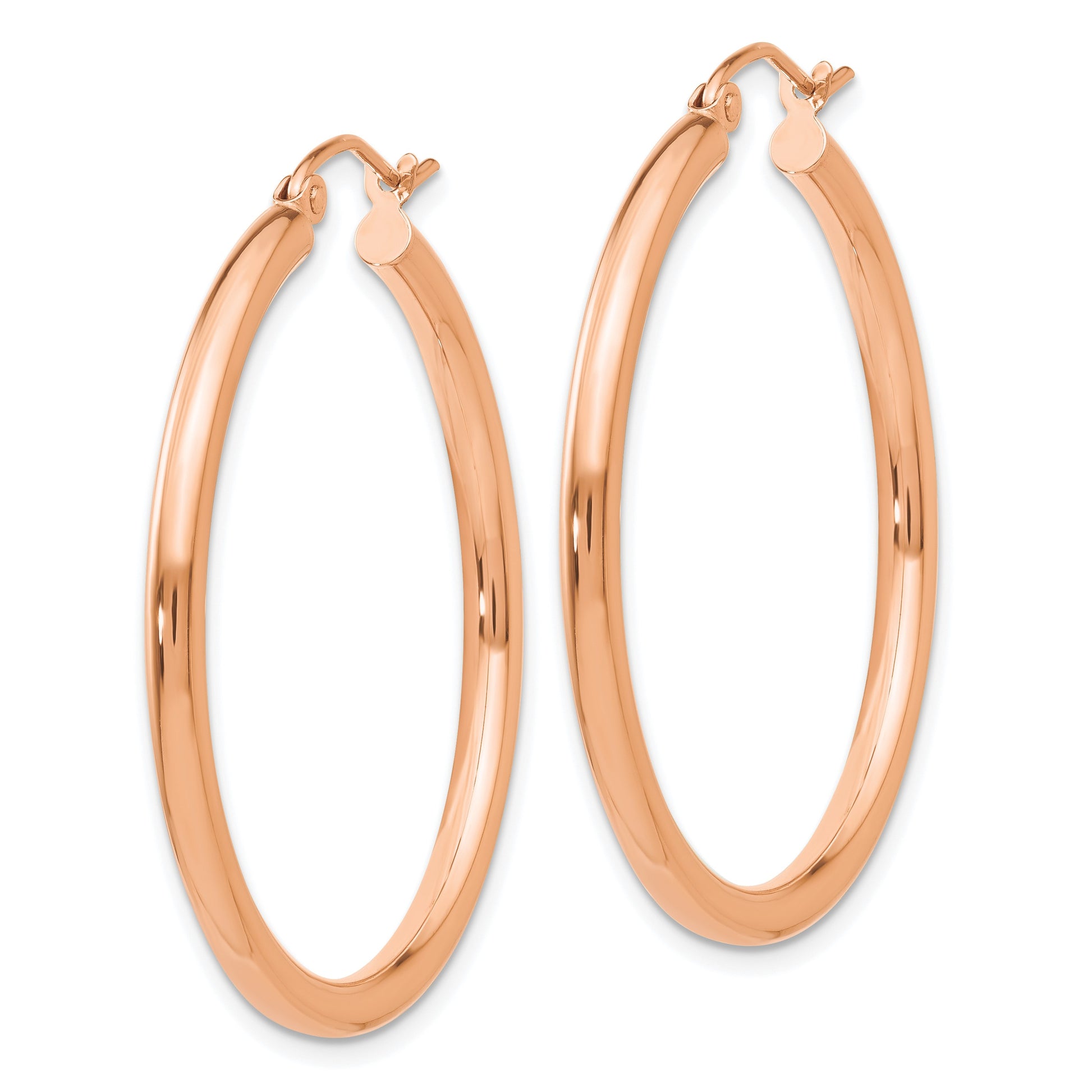 14k Rose Gold 2.5x35mm Polished Lightweight Tube Hoop Earrings